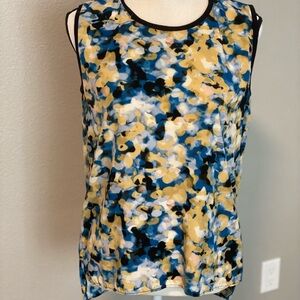 Calvin Klein Abstract Watercolor Print Sleeveless Blouse Size Small